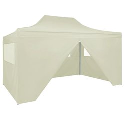 Profi-Partyzelt Faltbar mit 4 Seitenwnden 34m Stahl Creme