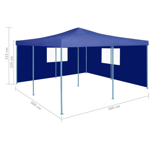 Faltpavillon mit 2 Seitenwnden 5x5 m Blau