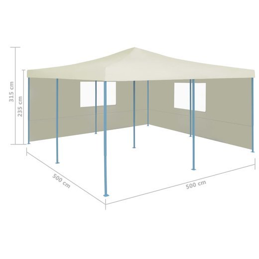 Faltpavillon mit 2 Seitenwnden 5x5 m Creme