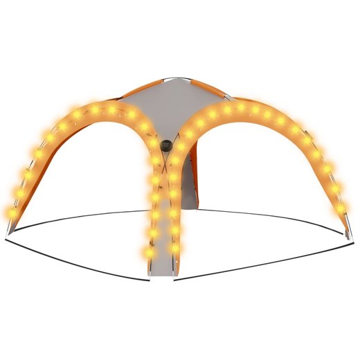 Partyzelt mit LED und 4 Seitenwnden 3,6x3,6x2,3 m Grau Orange