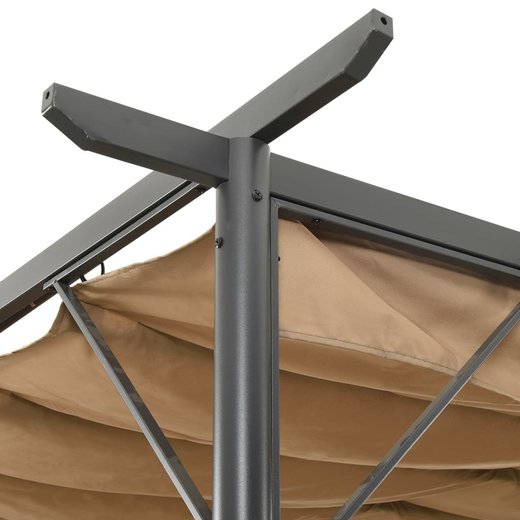 Pergola mit Ausziehbarem Dach Taupe 3x3 m Stahl 180 g/m