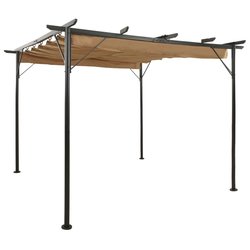 Pergola mit Ausziehbarem Dach Taupe 3x3 m Stahl 180 g/m