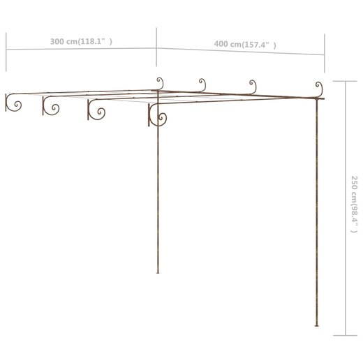 Garten-Rosenbogen Antik-Braun 4x3x2,5 m Eisen