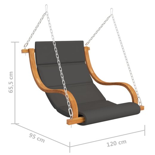 Hngelstuhl mit Kissen Fichte Massivholz mit Teak-Finish
