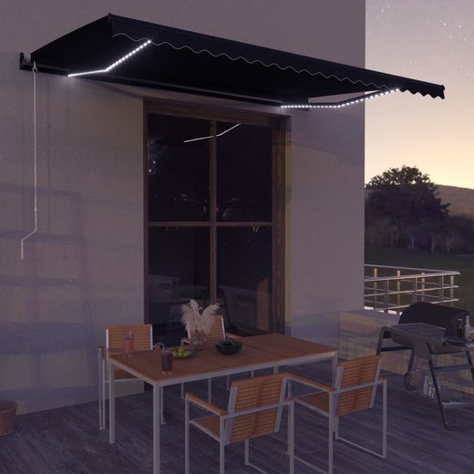 Einziehbare Markise mit LED Handbetrieben 600300 cm Anthrazit