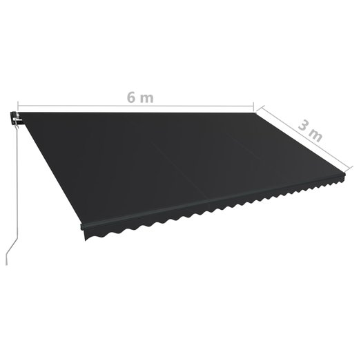 Einziehbare Markise mit LED Handbetrieben 600300 cm Anthrazit