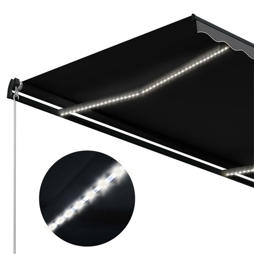 Einziehbare Markise mit LED Handbetrieben 600300 cm Anthrazit