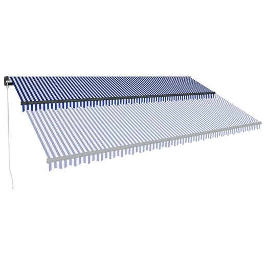 Einziehbare Markise Handbetrieben mit LED 600x300 cm Blau Wei