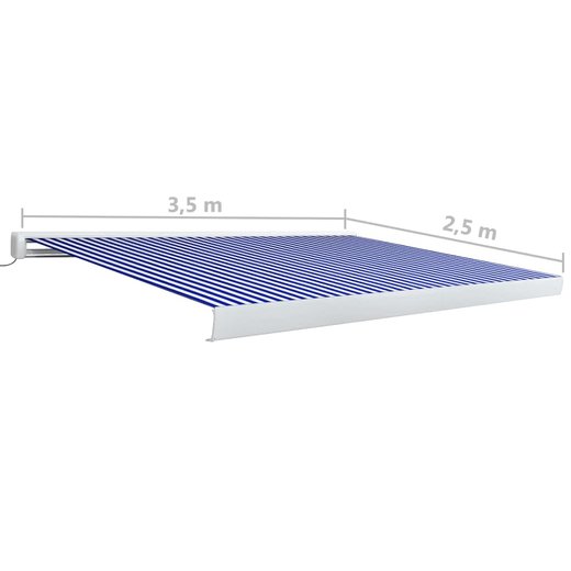 Motorisierte Kassetten-Markise 350x250 cm Blau und Wei