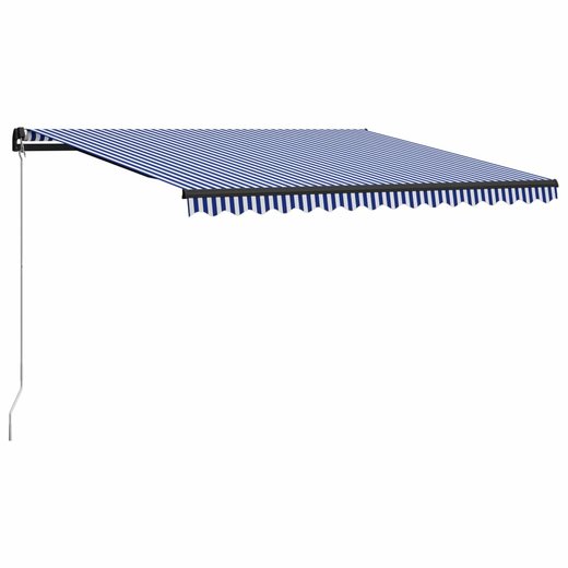 Einziehbare Markise Handbetrieben 450 x 300 cm Blau und Wei