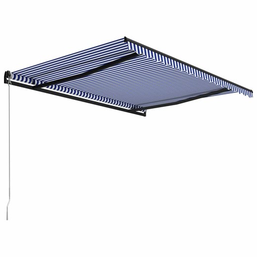 Einziehbare Markise Handbetrieben 450 x 300 cm Blau und Wei