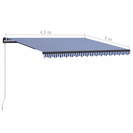 Einziehbare Markise Handbetrieben 450 x 300 cm Blau und Wei