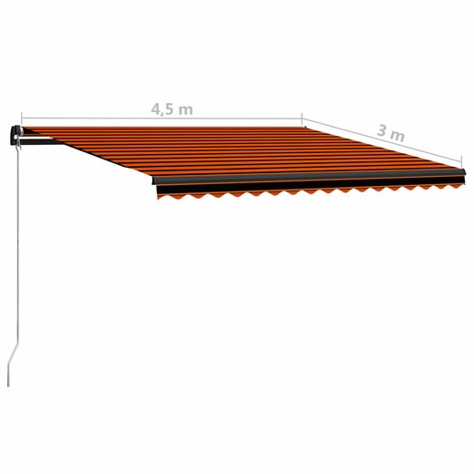 Einziehbare Markise Handbetrieben 450 x 300 cm Orange und Braun