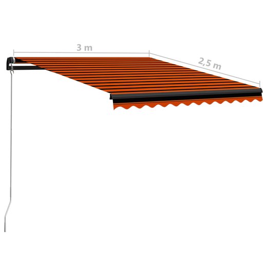 Einziehbare Markise Handbetrieben LED 300x250 cm Orange Braun