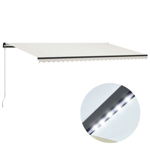 Einziehbare Markise Handbetrieben mit LED 600300 cm Creme
