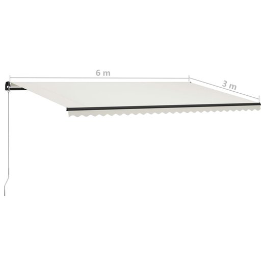 Einziehbare Markise Handbetrieben mit LED 600300 cm Creme