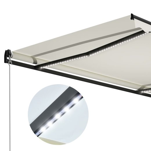 Einziehbare Markise Handbetrieben mit LED 600300 cm Creme