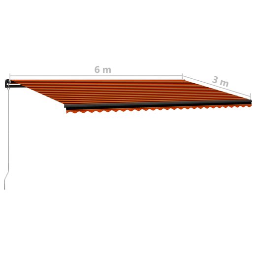 Einziehbare Markise Handbetrieben LED 600x300cm Orange Braun