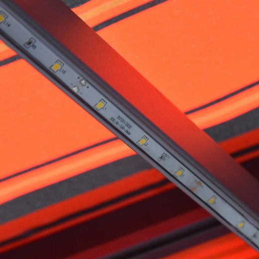 Einziehbare Markise Handbetrieben LED 600x300cm Orange Braun