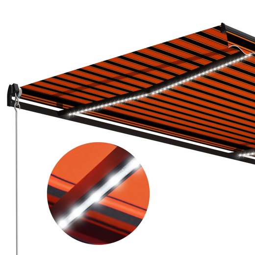 Einziehbare Markise Handbetrieben LED 600x300cm Orange Braun