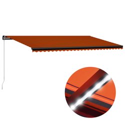 Einziehbare Markise Handbetrieben LED 600x300cm Orange Braun