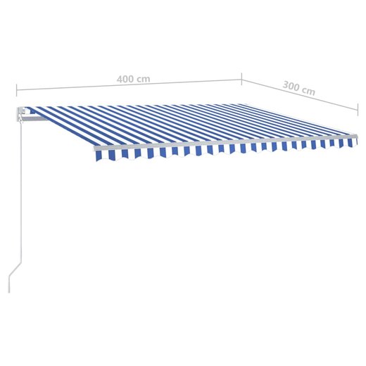 Gelenkarmmarkise Einziehbar mit LED 400x300 cm Blau und Wei