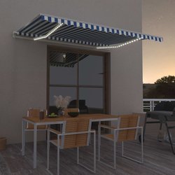 Gelenkarmmarkise Einziehbar mit LED 400x300 cm Blau und Wei