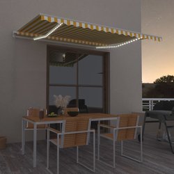 Gelenkarmmarkise Einziehbar mit LED 400x300 cm Gelb und Wei