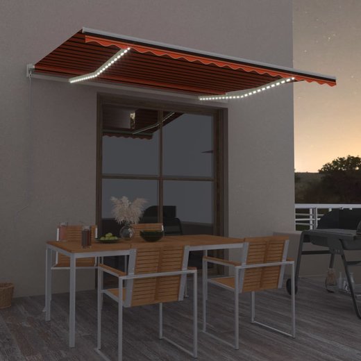 Gelenkarmmarkise Einziehbar mit LED 450x300 cm Orange und Braun