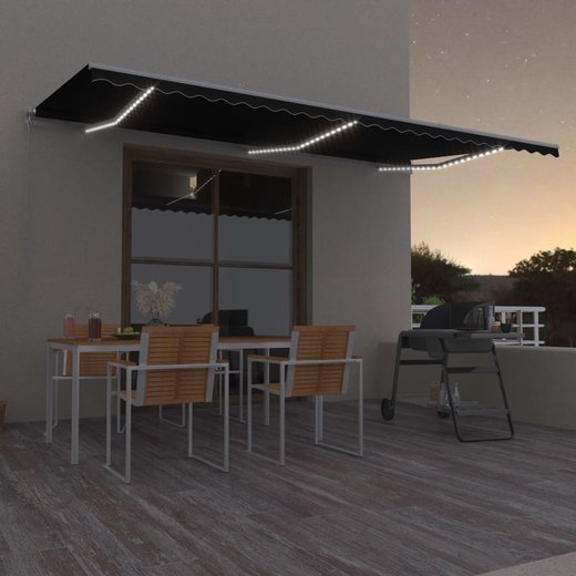 Gelenkarmmarkise Einziehbar mit LED 600x300 cm Anthrazit