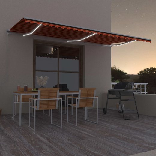 Gelenkarmmarkise Einziehbar mit LED 600x300 cm Orange und Braun