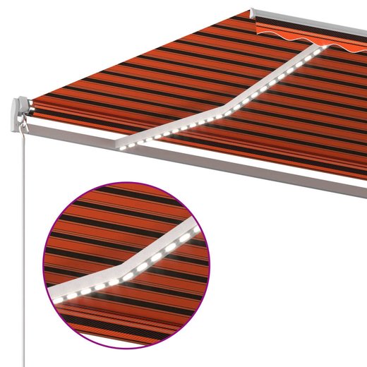 Gelenkarmmarkise Einziehbar mit LED 600x300 cm Orange und Braun