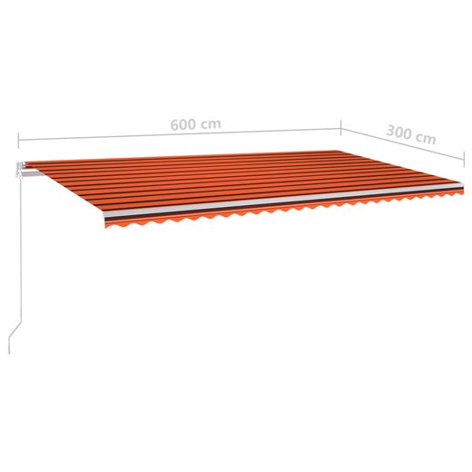 Gelenkarmmarkise Einziehbar mit LED 600x300 cm Orange und Braun