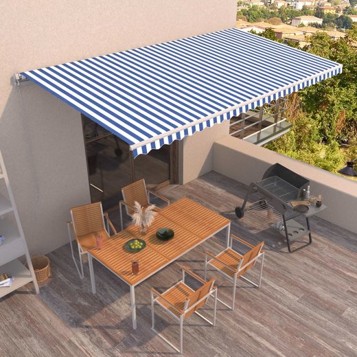 Gelenkarmmarkise Einziehbar 600x350 cm Blau und Wei