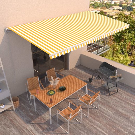 Gelenkarmmarkise Einziehbar 600x350 cm Gelb und Wei