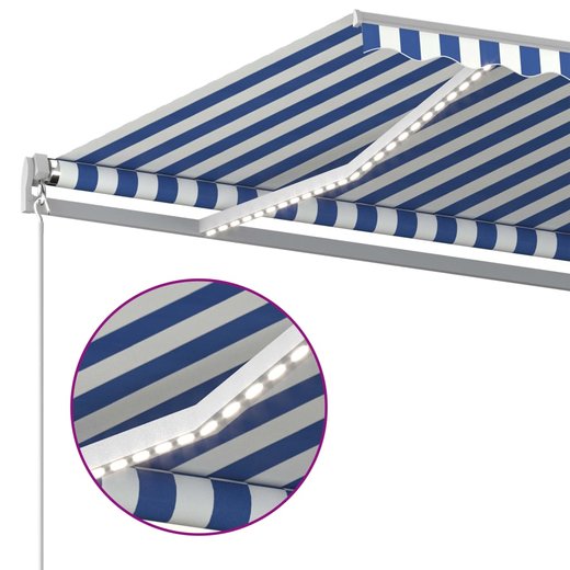 Gelenkarmmarkise Einziehbar mit LED 600x350 cm Blau und Wei