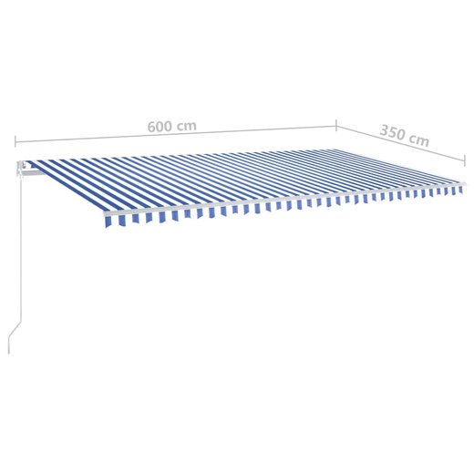 Gelenkarmmarkise Einziehbar mit LED 600x350 cm Blau und Wei