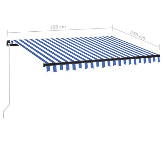 Gelenkarmmarkise Einziehbar mit LED 350x250 cm Blau und Wei