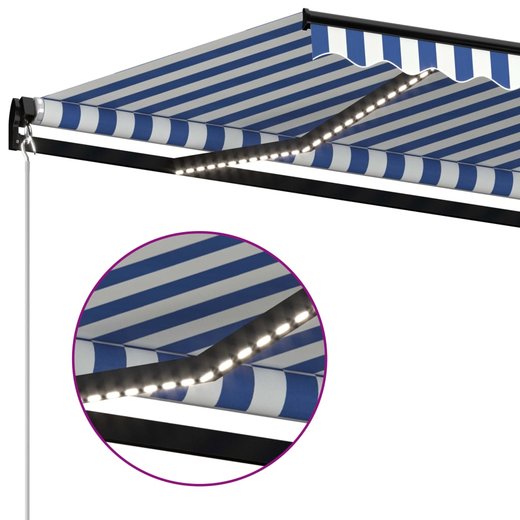 Gelenkarmmarkise Einziehbar mit LED 600x300 cm Blau und Wei