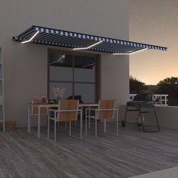 Gelenkarmmarkise Einziehbar mit LED 600x300 cm Blau und Wei