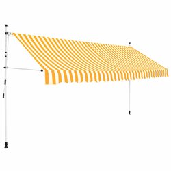 Einziehbare Markise Handbetrieben 350 cm Gelb/Wei Gestreift