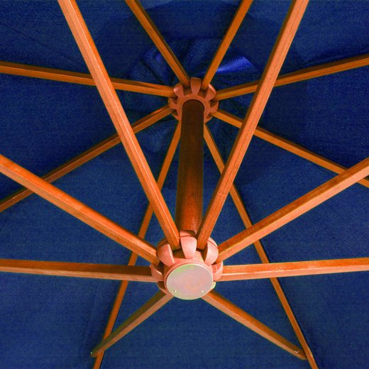 Ampelschirm mit Mast Azurblau 3,5x2,9 m Massivholz Tanne