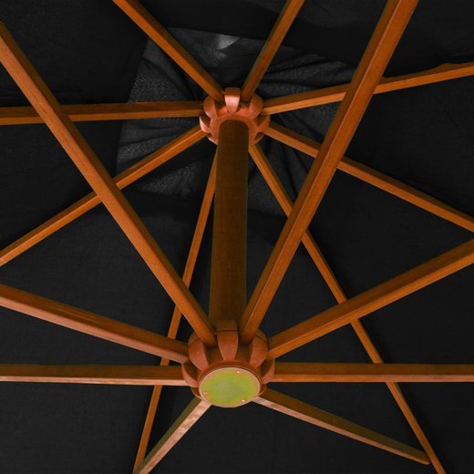 Ampelschirm mit Mast Schwarz 3x3 m Massivholz Tanne