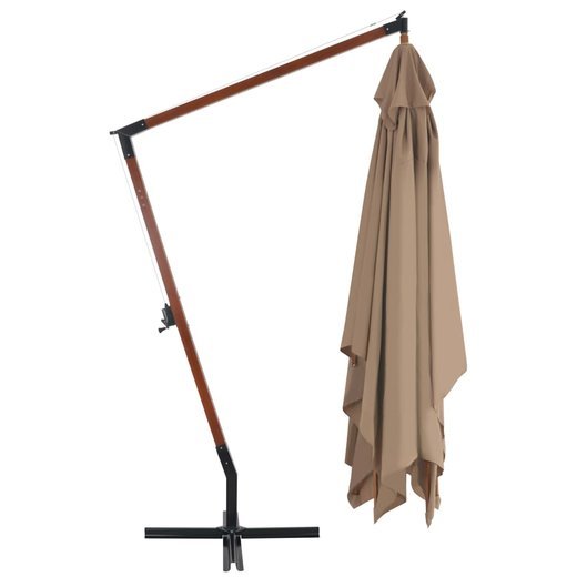 Ampelschirm mit Holzmast 400 x 300 cm Taupe