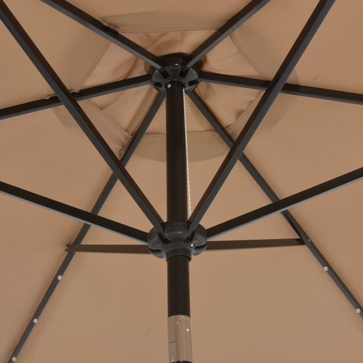 Sonnenschirm mit LED-Leuchten und Stahlmast 300 cm Taupe