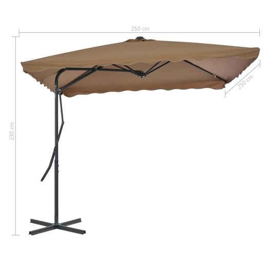 Sonnenschirm mit Stahlmast 250 x 250 cm Taupe