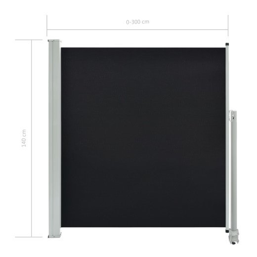 Ausziehbare Seitenmarkise 140 x 300 cm Schwarz