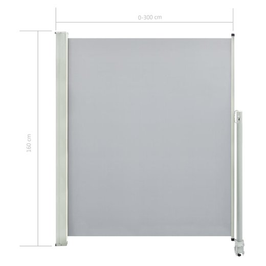 Einziehbare Seitenmarkise 160 x 300 cm Grau