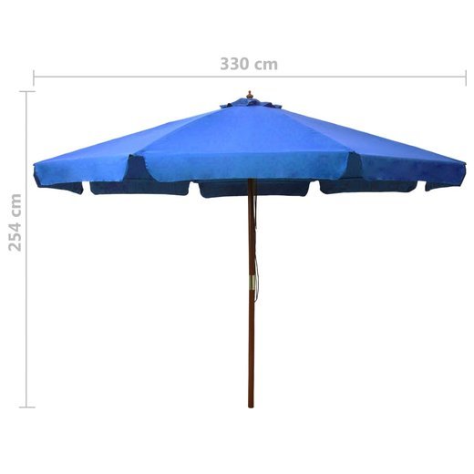 Sonnenschirm mit Holzmast 330 cm Azurblau
