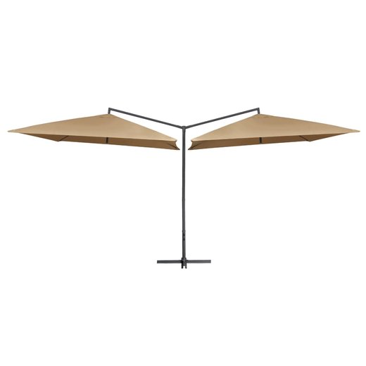 Doppelsonnenschirm mit Stahlmast 250250 cm Taupe